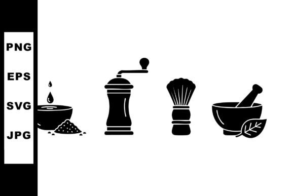 Download Spice Grinder &amp; Herb Brush Icons - Herb Collection
